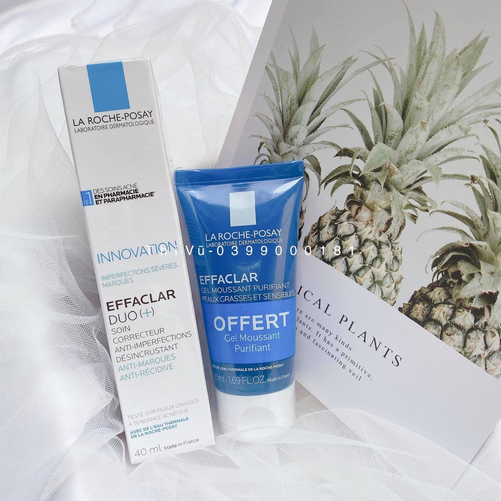 La Roche-Posay Effaclar Duo+ Cream 40ml + Effaclar Purifying Foaming Gel for Oily Sensitive Skin 50ml.