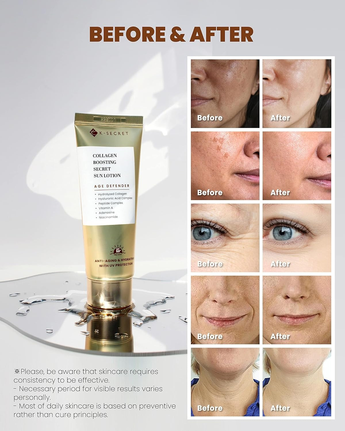 K-SECRET Collagen Boosting Secret Sun Lotion.