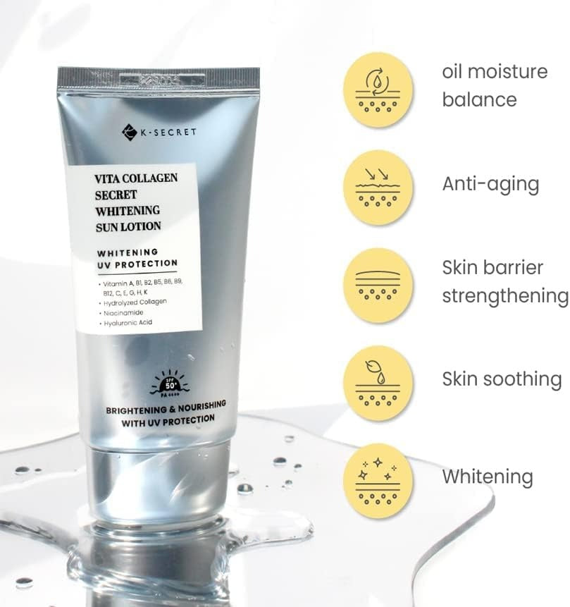 K- Secret Vita Collagen Secret Whitening Sun Lotion.