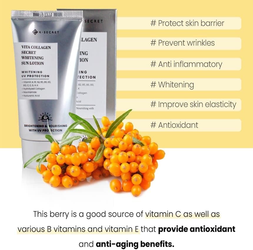 K- Secret Vita Collagen Secret Whitening Sun Lotion.
