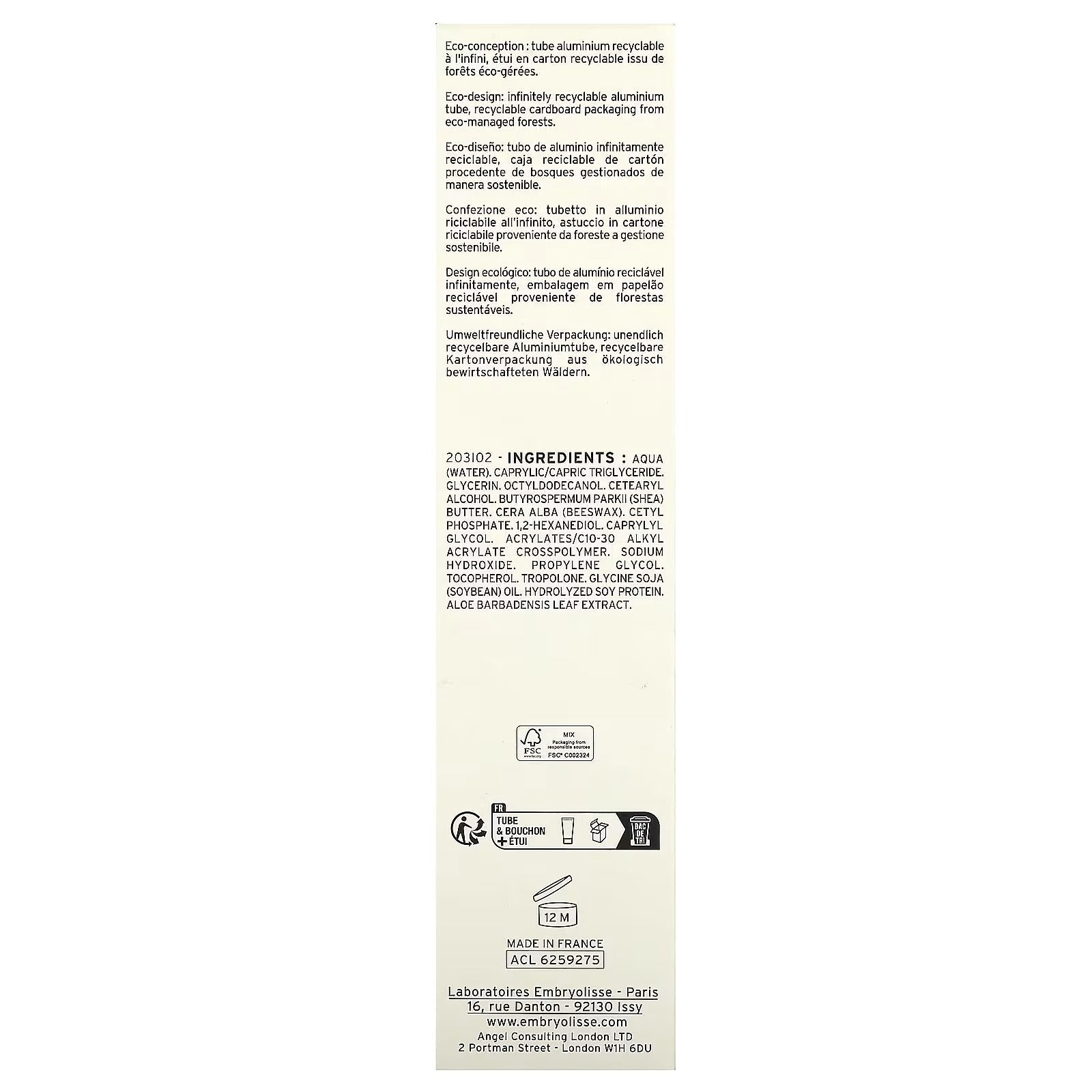 Embryolisse Lait Creme Sensitive 100ml.