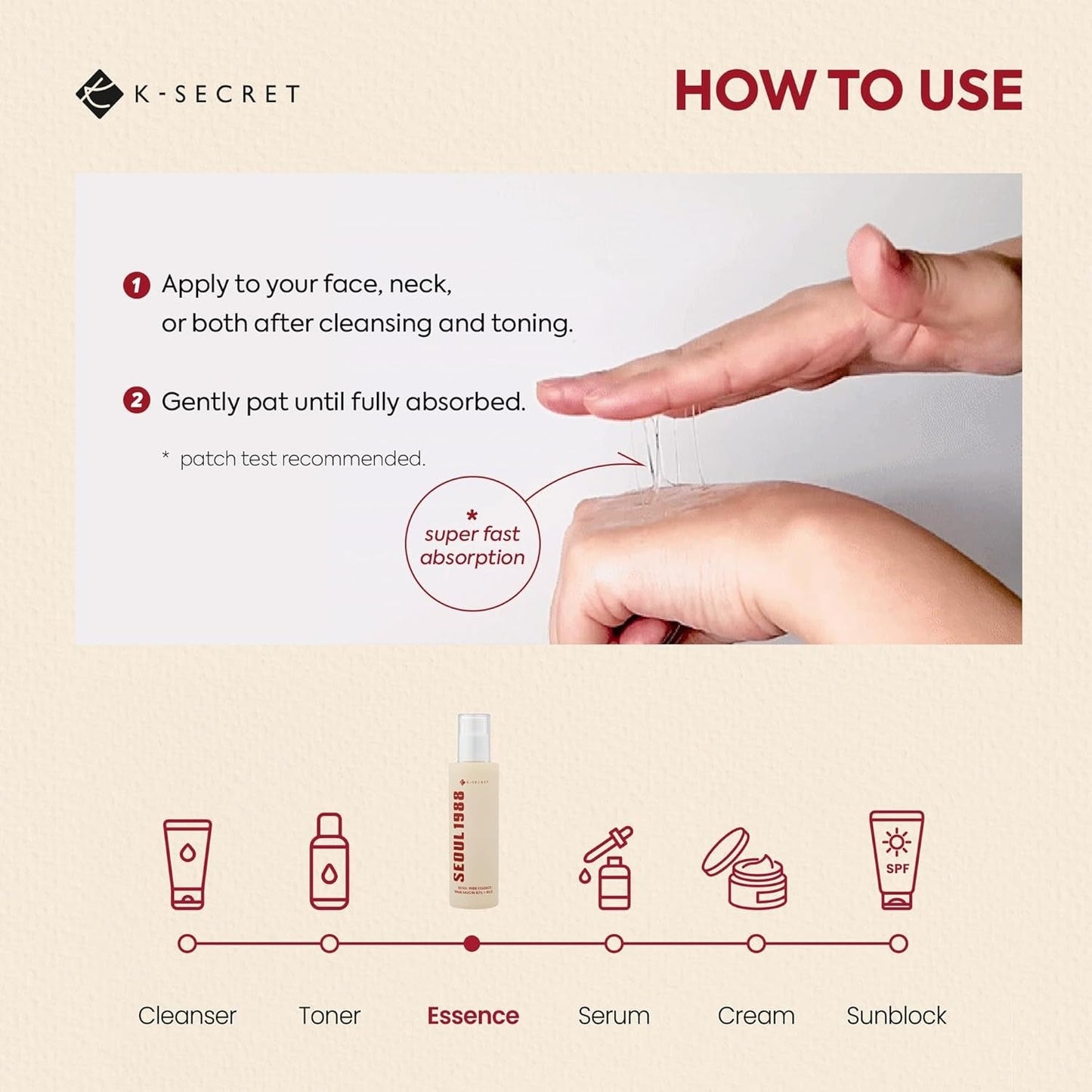 K-SECRET SEOUL 1988 Essence Snail Mucin 97% + Rice, 100ml.